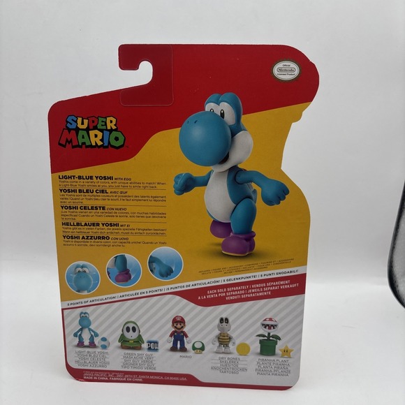 Super Mario 4" Action Figures - Mario Dry Bones Light Blue Yoshi Green Shy Guy - Picture 8 of 9
